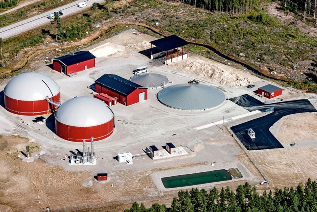 Alvesta biogasanläggning från luften
